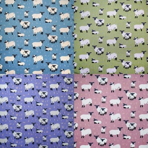 100% Cotton Poplin Fabric Spring Sheep & Lambs Farm Animals Flock 145cm Wide