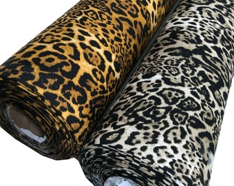 100% Superior Cotton Poplin Fabric Wild Cat Leopard & Lynx Print Rose and Hubble