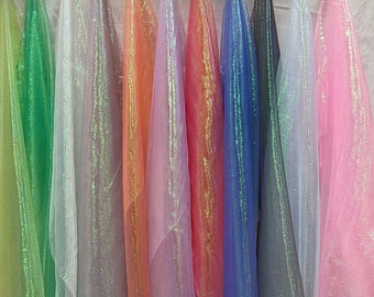 Iridescent Rainbow Crinkle Organza Fabric - 11 colours See Description for width