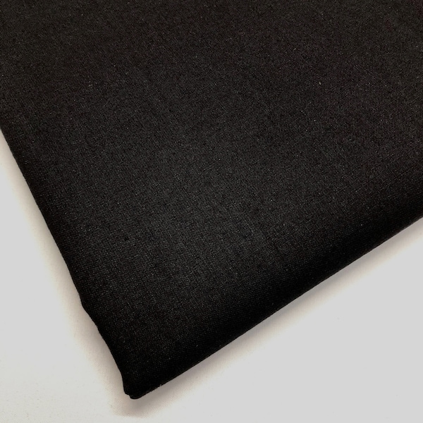 100% Pure Cotton  Black Solid Plain Coloured Craft Fabric 150cm wide