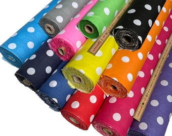 Polycotton fabric material with 25mm dots sold per metre 114cm wide