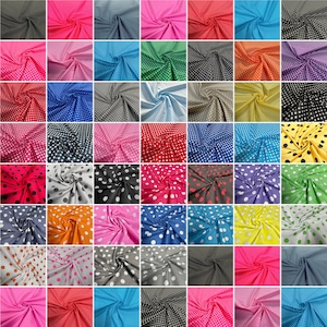 Polka Dot Polycotton Fabric - 50 different Colours and Dot Sizes Sold By The Metre 114cm wide