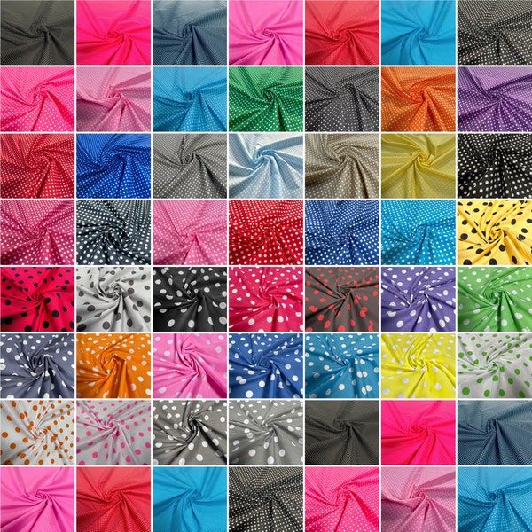 Polka Dot Polycotton Fabric - 50 different Colours and Dot Sizes Sold By The Metre 114cm wide