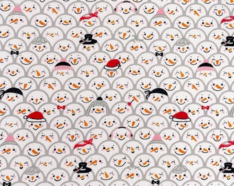 100% Cotton Christmas Fabric Material Digital Print Sold By the Metre 140cm wide. Happy Snowmen - CC332