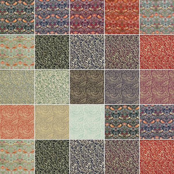 William Morris Pure Crafty Cotton Fabric Colour Coordinating Victorian Prints 140cm wide