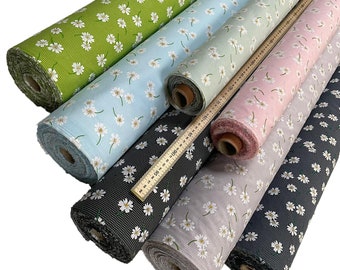 Floral Poly Cotton Fabric Beautiful * DAISIES ON DOTS * in 7 Color ways