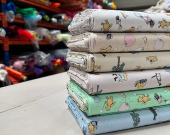 100% Cotton WINNIE THE POOH in 6 Different Colours 114cm Wide