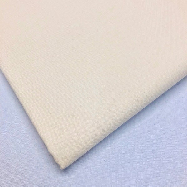 100% Pure Cotton Cream Solid Plain Coloured Craft Fabric 150cm wide
