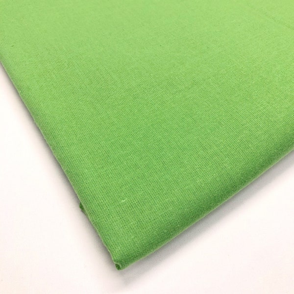 100% Pure Cotton  Apple Green Solid Plain Coloured Craft Fabric 150cm wide