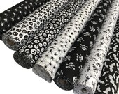 PolyCotton Fabrics in 7 Different Gothic Halloween Black White Designs by The Metre 45 quot Wide