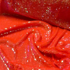Luxury Heavy Flip Sequin Fabric – Vibrant Orange Stretch Material for Dresses & Crafts