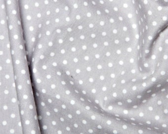 Rose & Hubble 100% Cotton Poplin Fabric - 3mm Polkadot Spot - Sold By The Metre - ( SILVER )