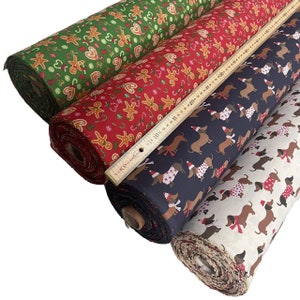 Christmas Polycotton Fabric 4 patterns  Sold Per Metre 112-114cm wide