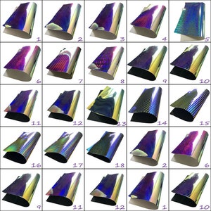 Reflective Holographic Metallic PU leather Vinyl A4 Sheets Bows Bags Code # 328