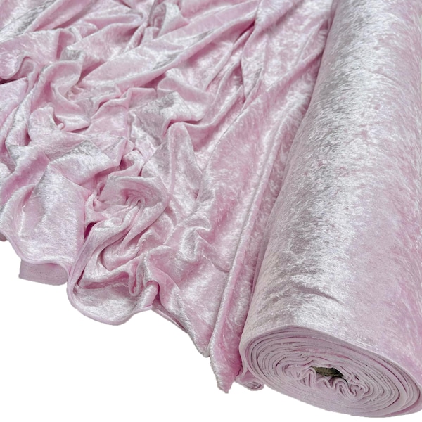 Crushed Velvet Fabric Material Stretch Velour. 150cm wide sold by the metre ( PALE PINK )