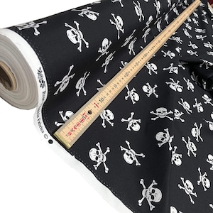 100% Cotton Superior Poplin Fabric in a Skull Cross Bone Pattern 45&quot; Wide
