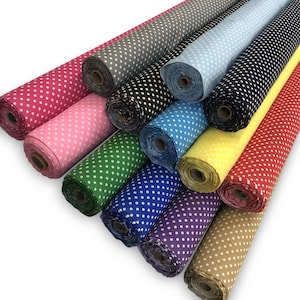 Polka Dot Stoff Material Polycotton 4-5mm Punkte Meterware verkauft