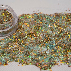 Chunky Mixed Body & Festival Glitter in 60 Colours 100gm 50gm Sample Bags  (CG-49 Caribbean Treasure )