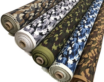 100% Superior Cotton Poplin Fabric Woodland Camouflage Materiel 45'' Wide