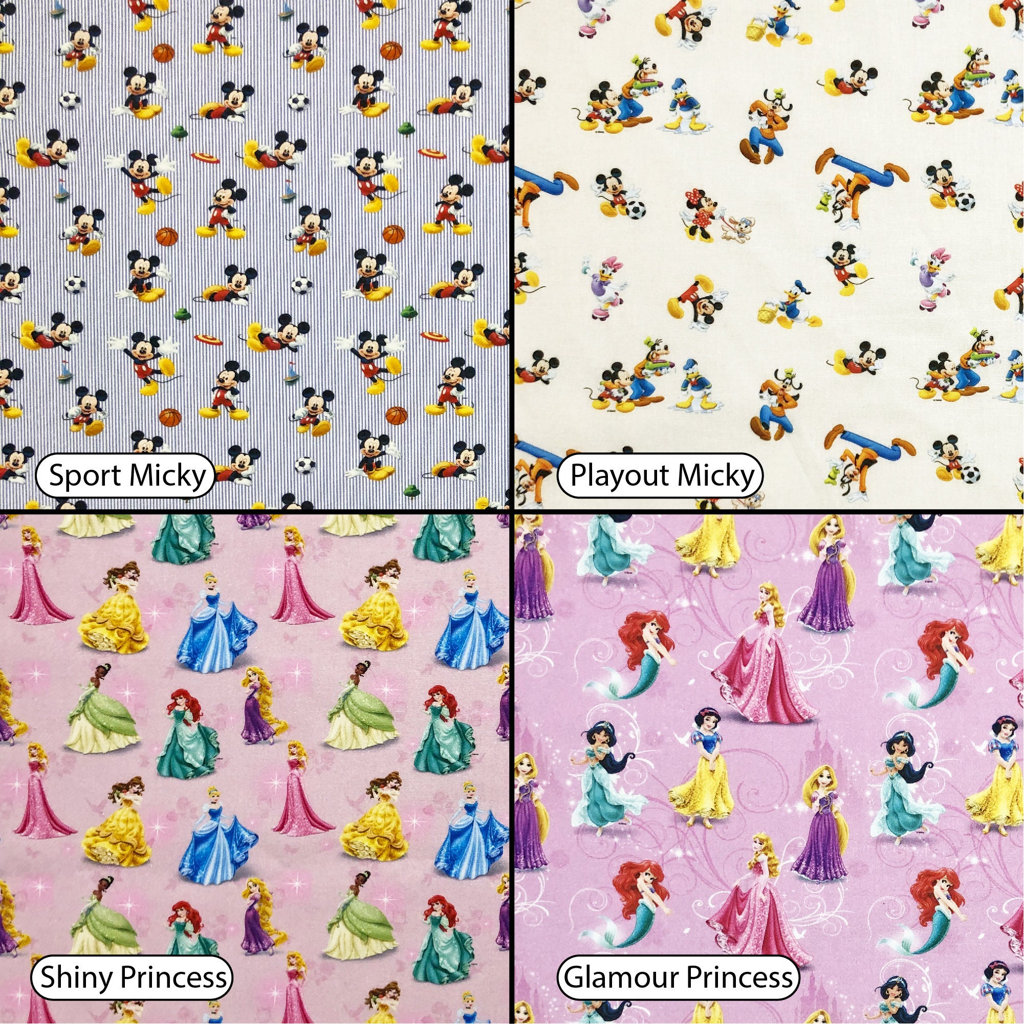 Disney Fabric 100% Cotton Characters Princess Winnie Toy Story Heros ...