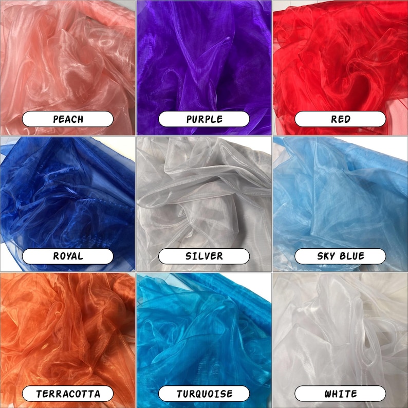 Two Color Grid Pattern Organza Strips 140cm Wide Plain & Two Tone Crafting for Flowers and ...