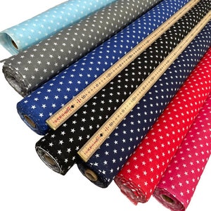 Poly Cotton Fabric 7mm Size Star Pattern in 7 Different Colours  Sold Per Metre 114cm wide