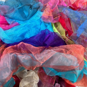 Organza Fabric and cut off Scrap Bags with tone tone, plain and textured Organza