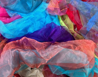 Organza Fabric and cut off Scrap Bags with tone tone, plain and textured Organza