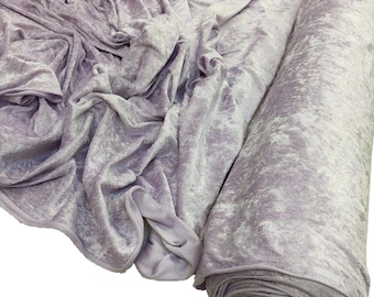 Crushed Velvet Fabric Material Stretch Velour.150cm wide sold by the metre (LIGHT LILAC)