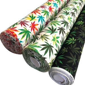 100% Superior Baumwolle Popeline Stoff Hanf Cannabis Weed Marijuana (1 Meter = 100 cm x 135 cm)