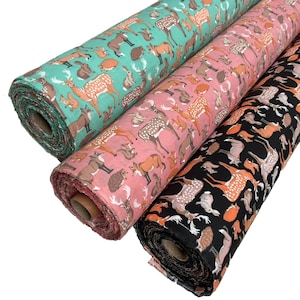 Polycotton Fabric Material A Variety of Woodland Animals Sold Per Metre 114cm wide