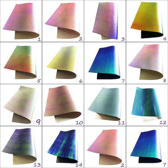 Embossed Iridescent Metallic PU Leather Fabric A4 Sheets Bags Bows