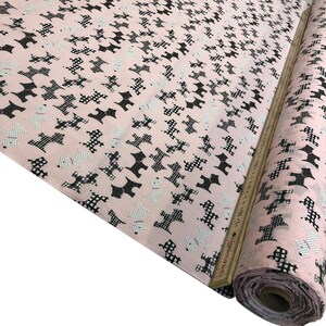 Scotty Dogs Polycotton Fabric Material in Pink Navy Sky & Red Sold By the Metre 114cm wide SCOTTIE DOGS - PINK