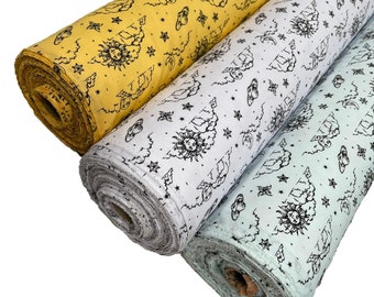Polycotton Fabric Material Polycotton Fabric Stars Astrology Sold Per Metre 114cm wide