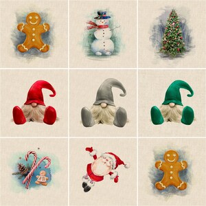Cotton Rich Linen Look Digital Christmas CUSHION & BAG PANELS