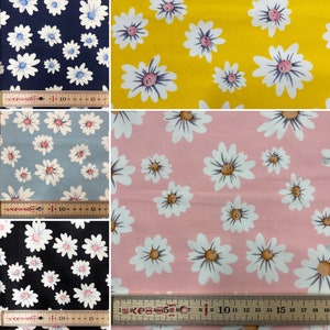 100% Superior Cotton Poplin Smiling Daisy Daisies in 5 Colours 140cm wide
