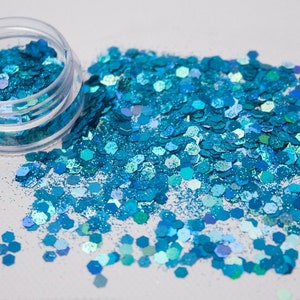 Chunky Mixed Body & Festival Glitter in 60 Colours 100gm 50gm Sample Bags  (CG-7 Pleasantly Peacock )