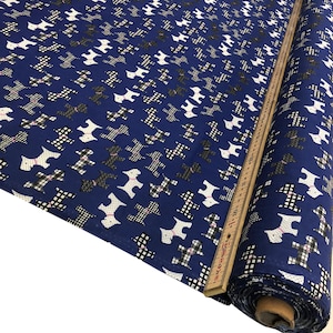 Scotty Dogs Polycotton Fabric Material in Pink Navy Sky & Red Sold By the Metre 114cm wide SCOTTIE DOGS - NAVY