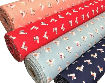 Poly cotton Animal Lama Pattern in 4 Colors by The Metre 45" Wide