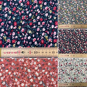100% Superior Cotton Wild Ditsy Floral Pattern with Leaves 5 Different Colours 140cm wide Code 9233