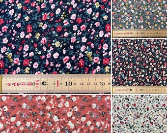 100% Superior Cotton Wild Ditsy Floral Pattern with Leaves 5 Different Colours 140cm wide Code 9233