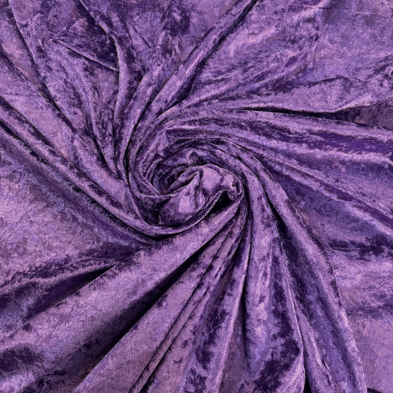 Crushed Velvet Fabric Material Stretch Velour 150cm wide sold by the metre - Velvet for Upholstery, Curtains, Tablecloth, Costumes Light Purple