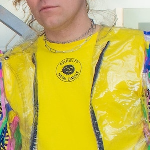 Work? No Thanks Shirt T-SHIRT 100% cotton yellow unisex with screen print