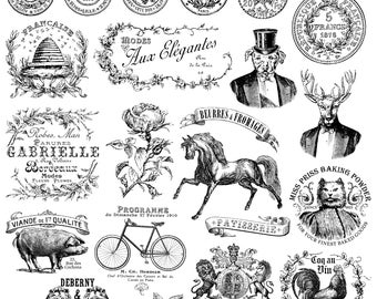 Antiquities Decor Stamp: Vintage Advertising Graphics - IOD 12"x12" Sheet
