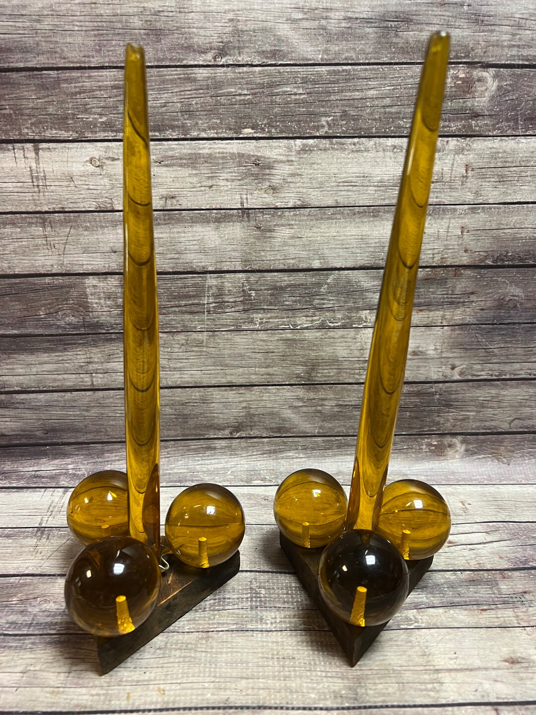 Vintage Lucite Grape Candle Holders With 3 Grapes and 2 Lucite Candles