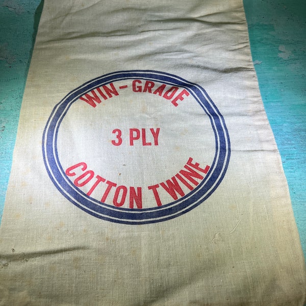 Vintage Cotton Sack Win-Grade 3 Ply Cotton Twine Bag Perfect for Repurposing into Pillow or other Craft