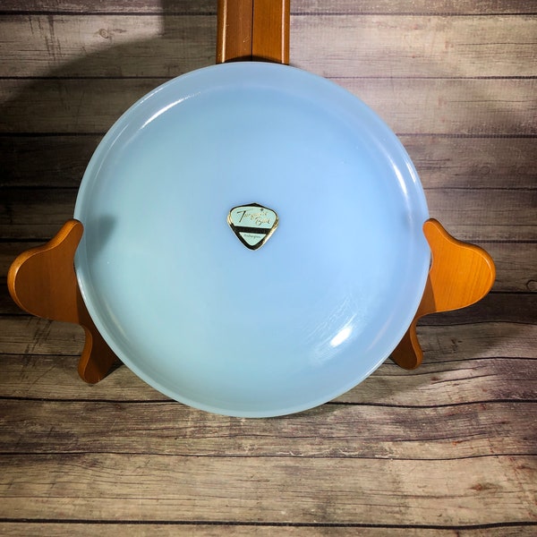 Fire King Turquoise Blue 9 Inch Dinner Plate Unused with Original Sticker - Fire-King Fire King - 4 Plates w/ Stickers Available Delphite