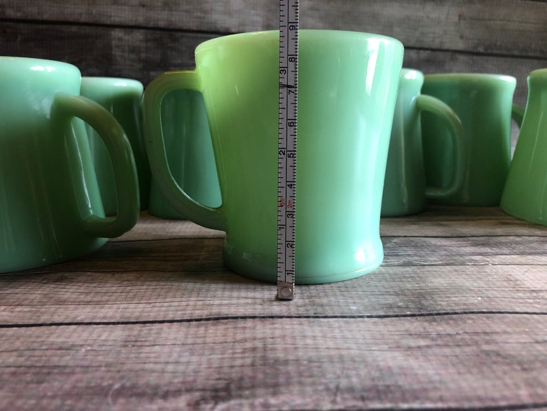 Ten Jadeite Green Mugs FireKing D Handle Coffee Cups Original Etsy