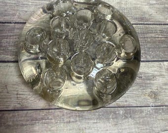 Vintage Glass Floral Frog: 1960s Flower Arranger, Pen Holder