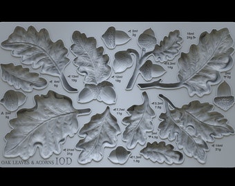 Oak Leaves & Acorns IOD Decor Mould - Clay Resin, Art Furniture Crafts